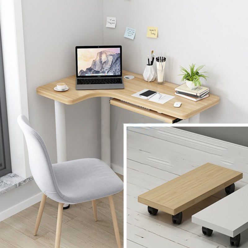 29.5" Hight Office Desk Contemporary Wooden Corner Writing Desk with White Steel Table Leg