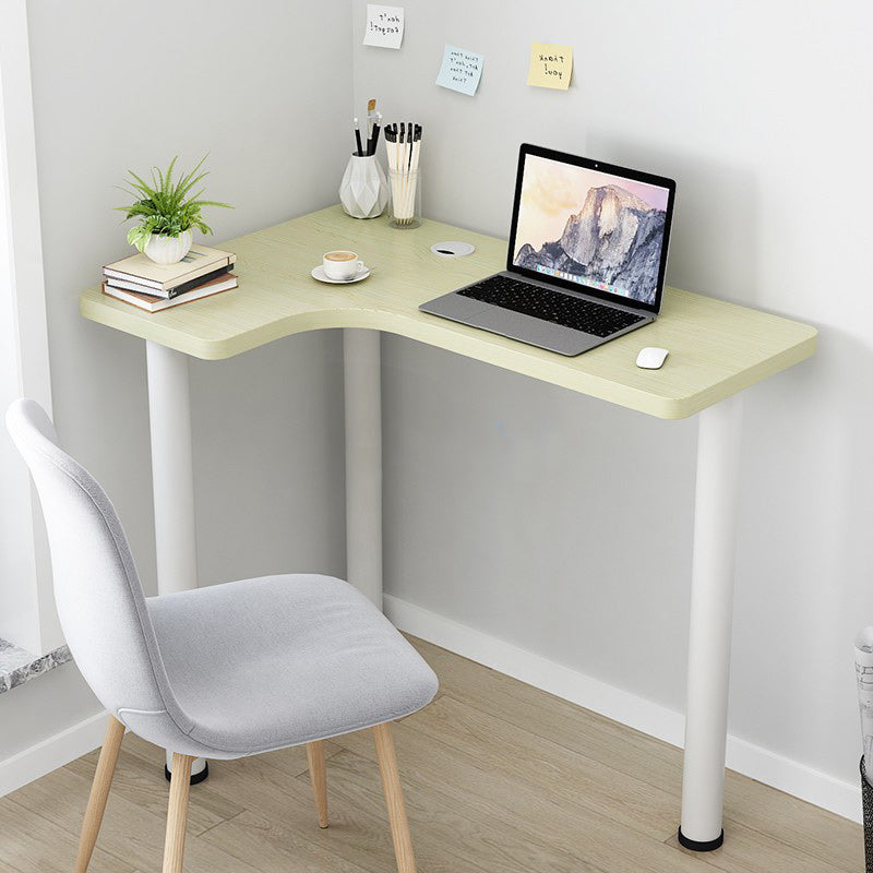 29.5" Hight Office Desk Contemporary Wooden Corner Writing Desk with White Steel Table Leg