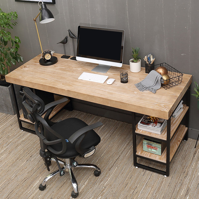 Contemporary Style Office Desk Solid Wood Writing Desk with Shelf