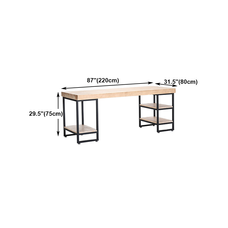 Contemporary Style Office Desk Solid Wood Writing Desk with Shelf