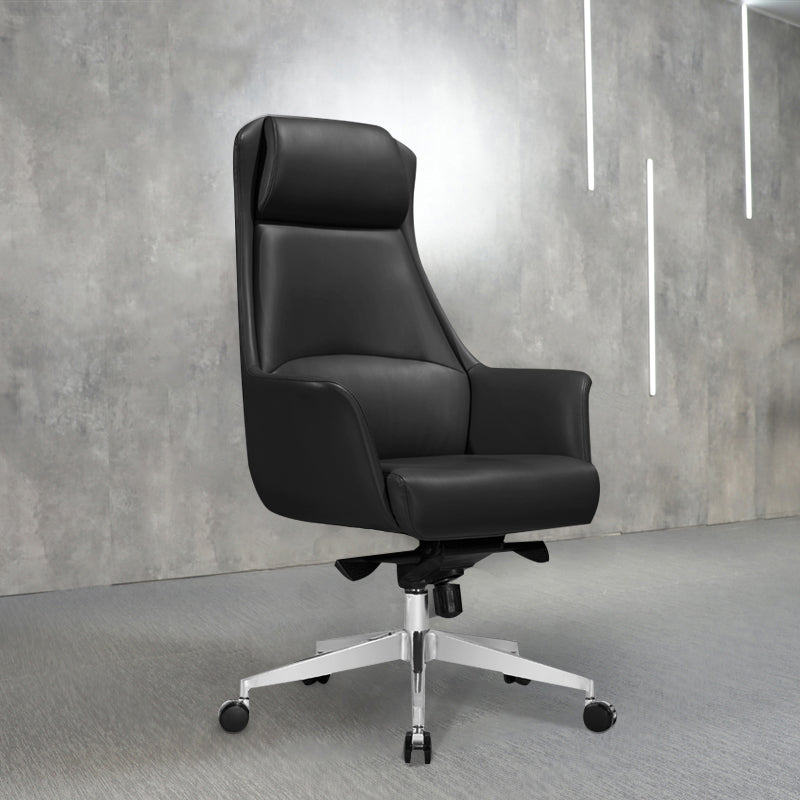 Ergonomic Faux Leather Task Chair with Padded Arms Contemporary Office Chair