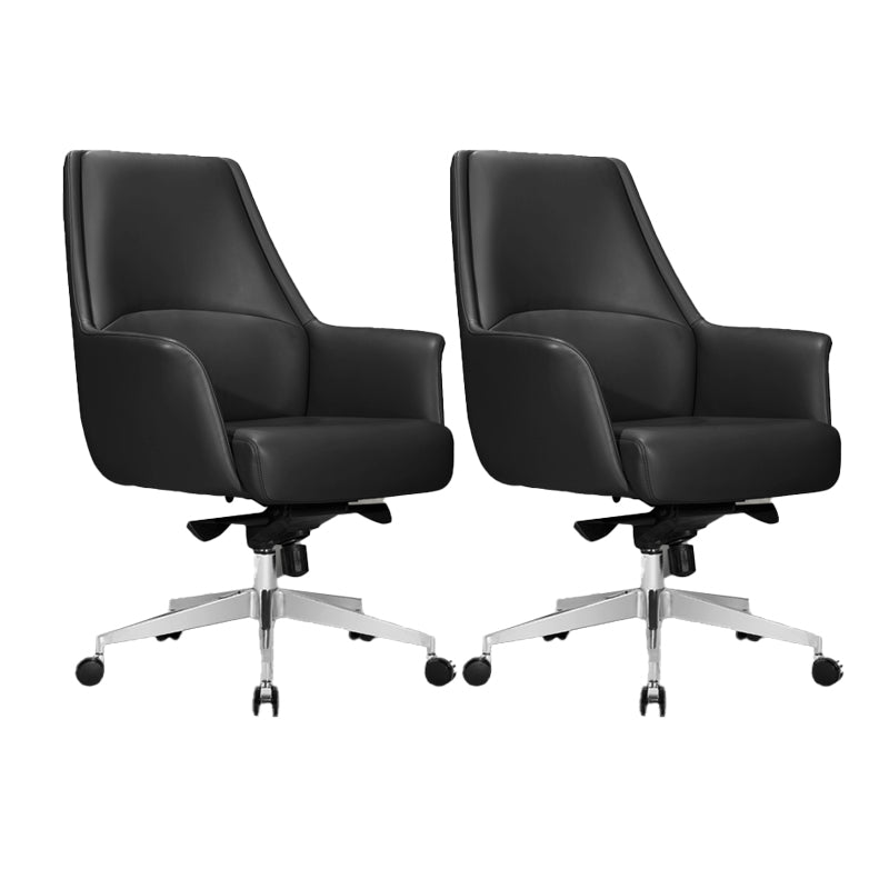 Ergonomic Faux Leather Task Chair with Padded Arms Contemporary Office Chair