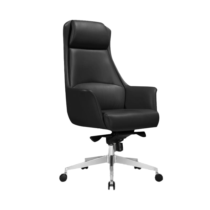 Ergonomic Faux Leather Task Chair with Padded Arms Contemporary Office Chair