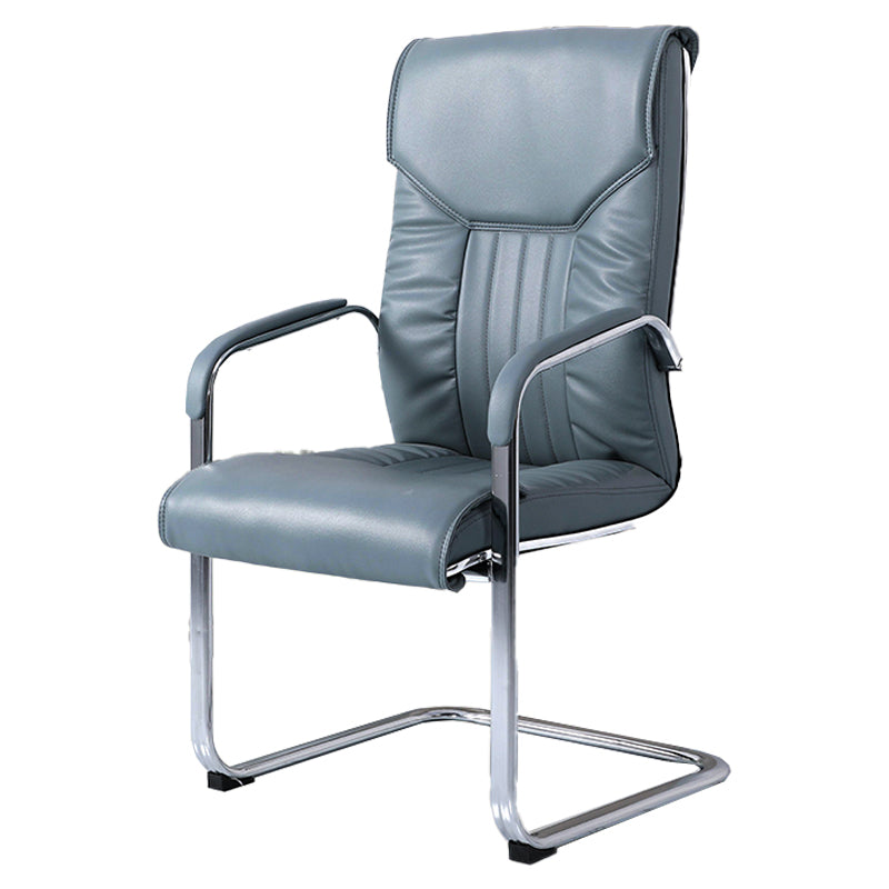 Modern style Task Chair Faux Leather No Wheels Office Chair with Fixed Arms