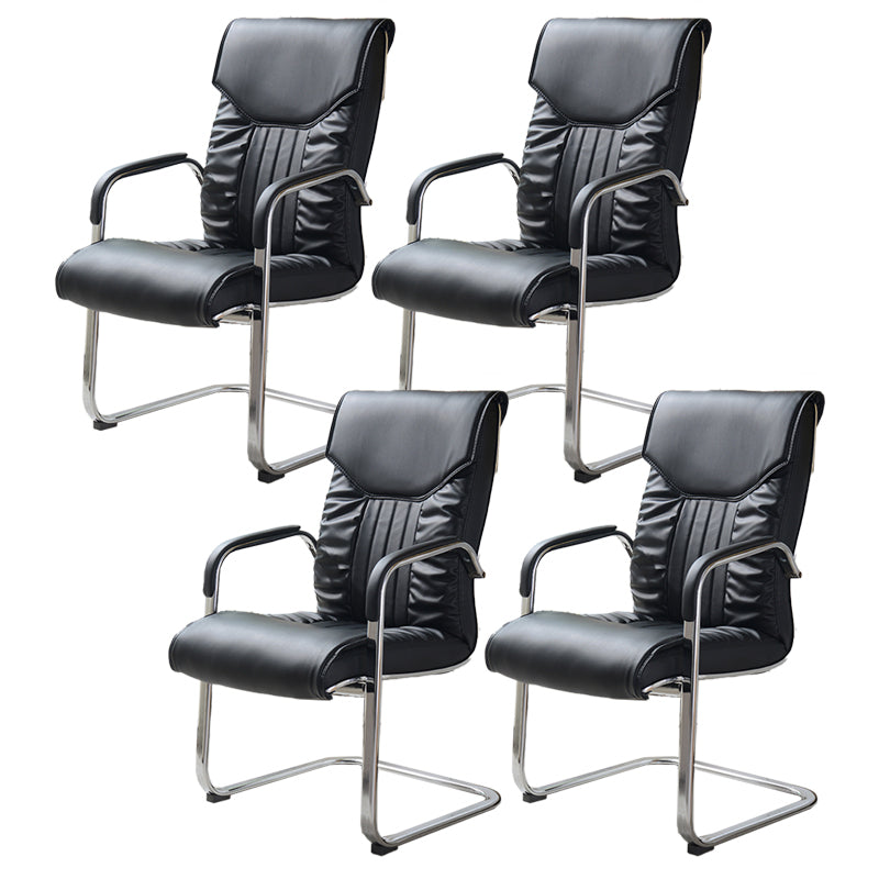 Modern style Task Chair Faux Leather No Wheels Office Chair with Fixed Arms