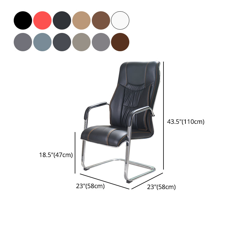 Modern style Task Chair Faux Leather No Wheels Office Chair with Fixed Arms