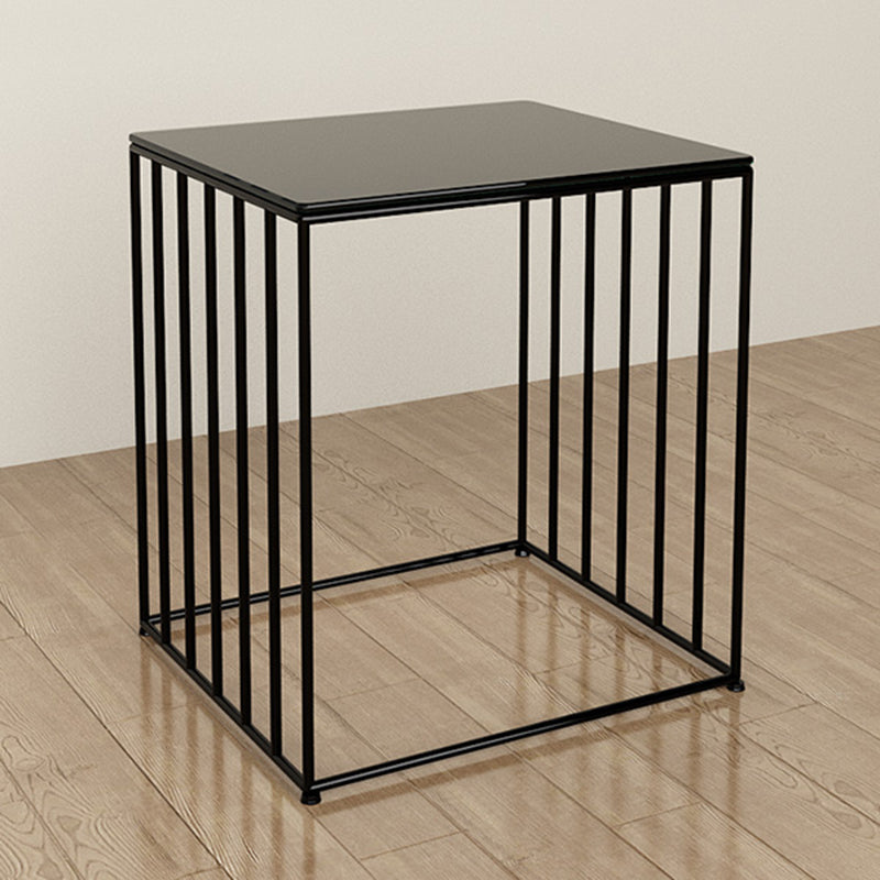 Modern Glass Top Nightstand Metal Non-Storage Iron Bed Nightstand