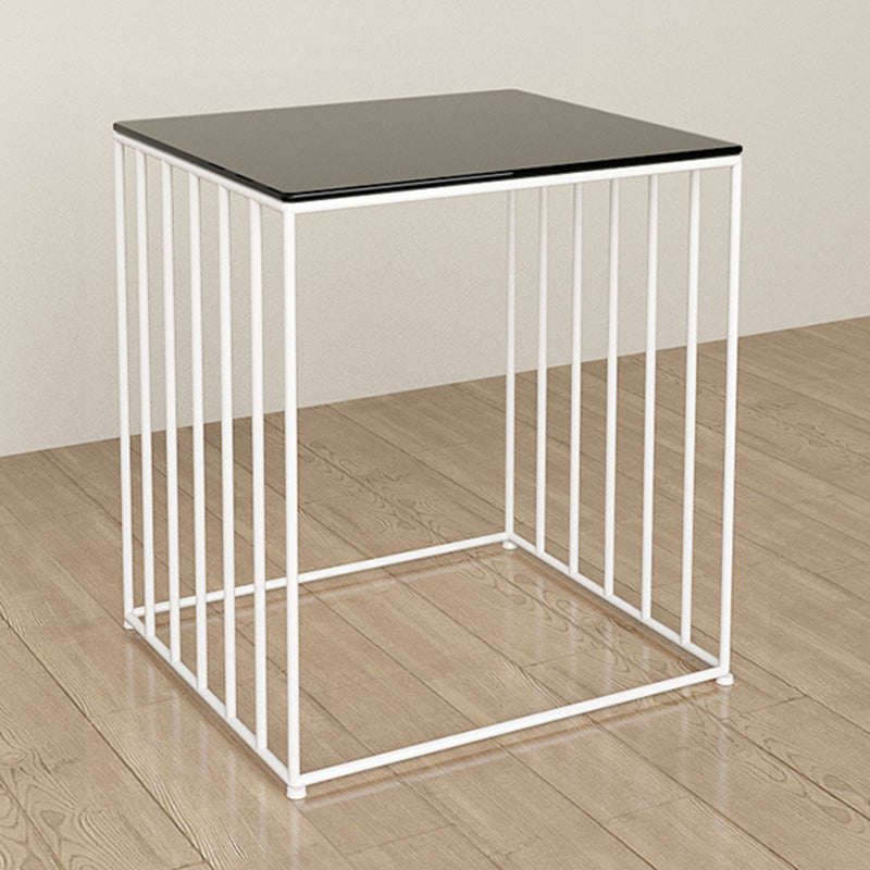 Modern Glass Top Nightstand Metal Non-Storage Iron Bed Nightstand