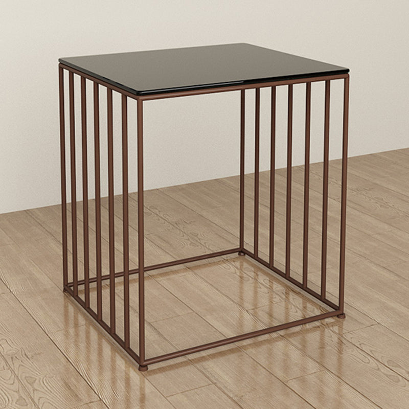 Modern Glass Top Nightstand Metal Non-Storage Iron Bed Nightstand