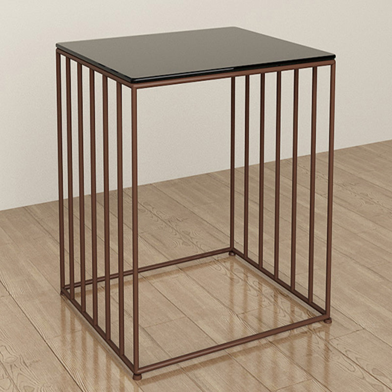 Modern Glass Top Nightstand Metal Non-Storage Iron Bed Nightstand