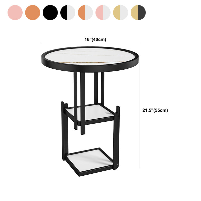 Modern Open Storage Nightstand Stone Top 2-Shelf 22 Inch H Night Table