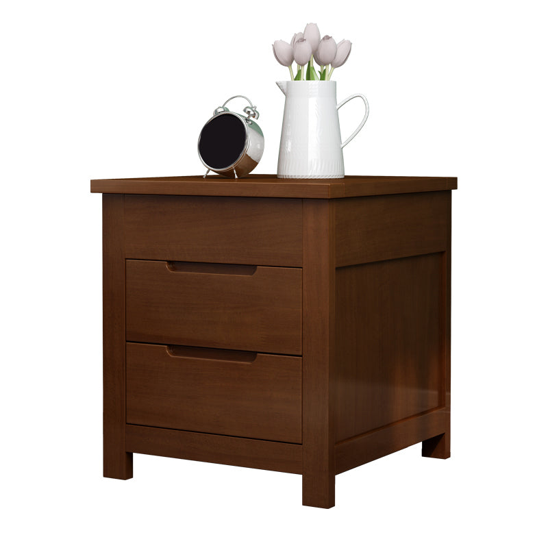 Modern Solid Wood Bed Nightstand 2-Drawer Shelf Included 22 Inch H Nightstand with Legs