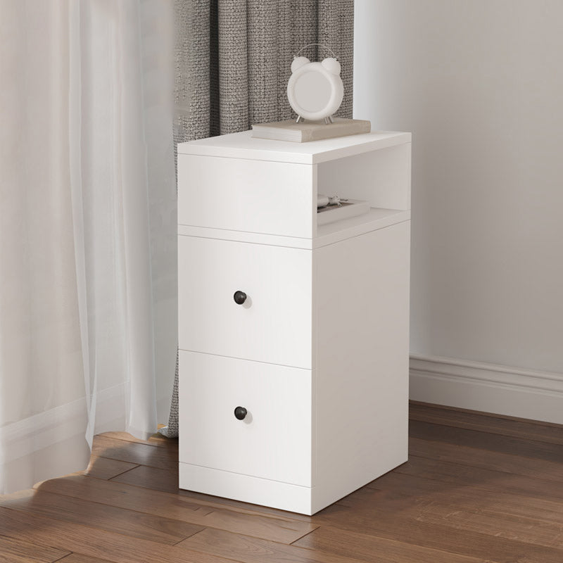 Imitation Wood Nightstand Modern 2-Drawer Open Storage 26 Inch H Night Table