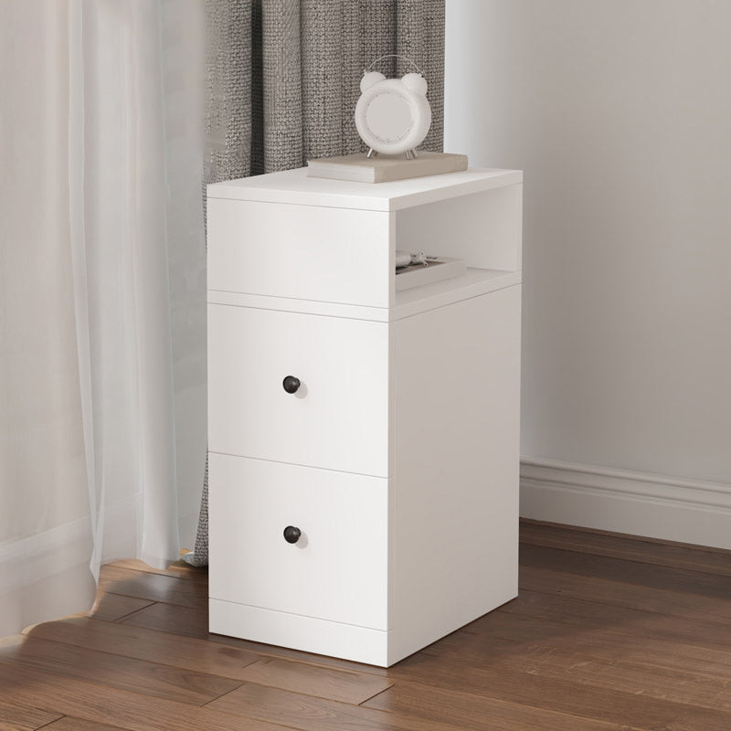 Imitation Wood Nightstand Modern 2-Drawer Open Storage 26 Inch H Night Table