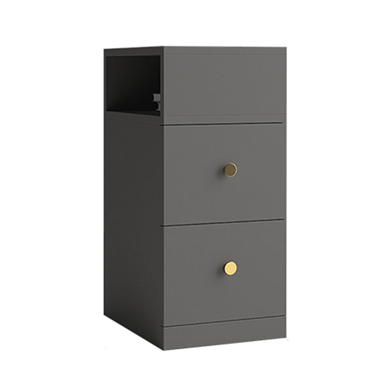 Imitation Wood Nightstand Modern 2-Drawer Open Storage 26 Inch H Night Table