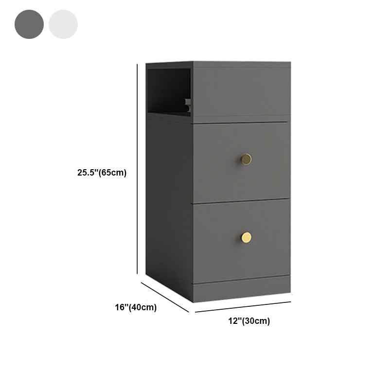 Imitation Wood Nightstand Modern 2-Drawer Open Storage 26 Inch H Night Table