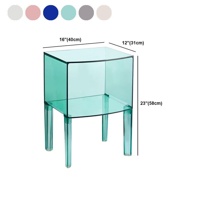 Modern Bed Cabinet Acrylic Open Storage Legs Included Bed Nightstand