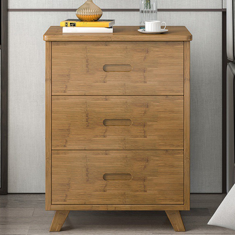 Modern Open Storage Night Table Solid Wood Brown Nightstand with Legs