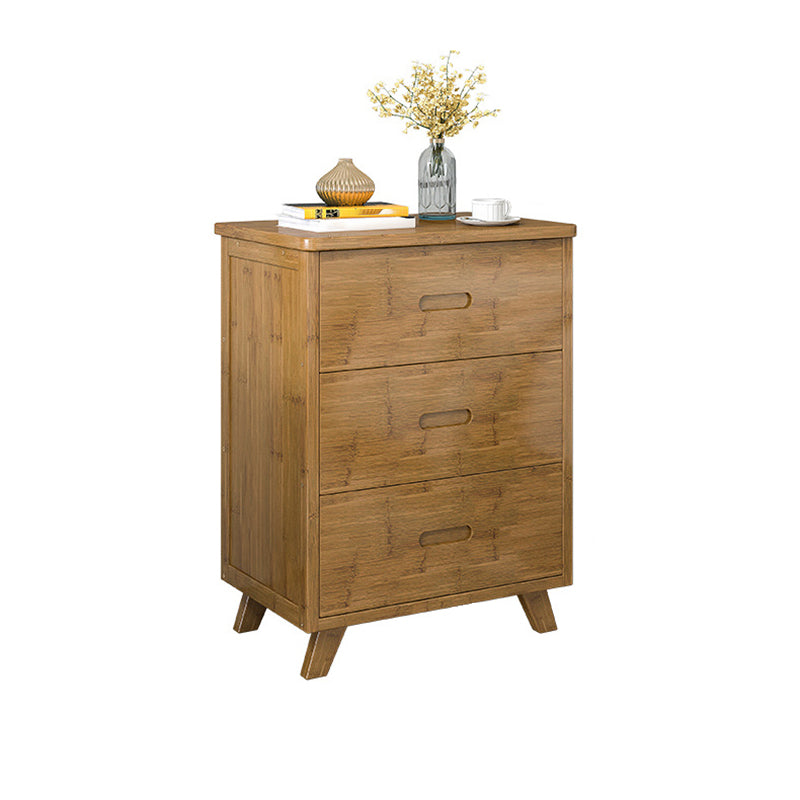 Modern Open Storage Night Table Solid Wood Brown Nightstand with Legs