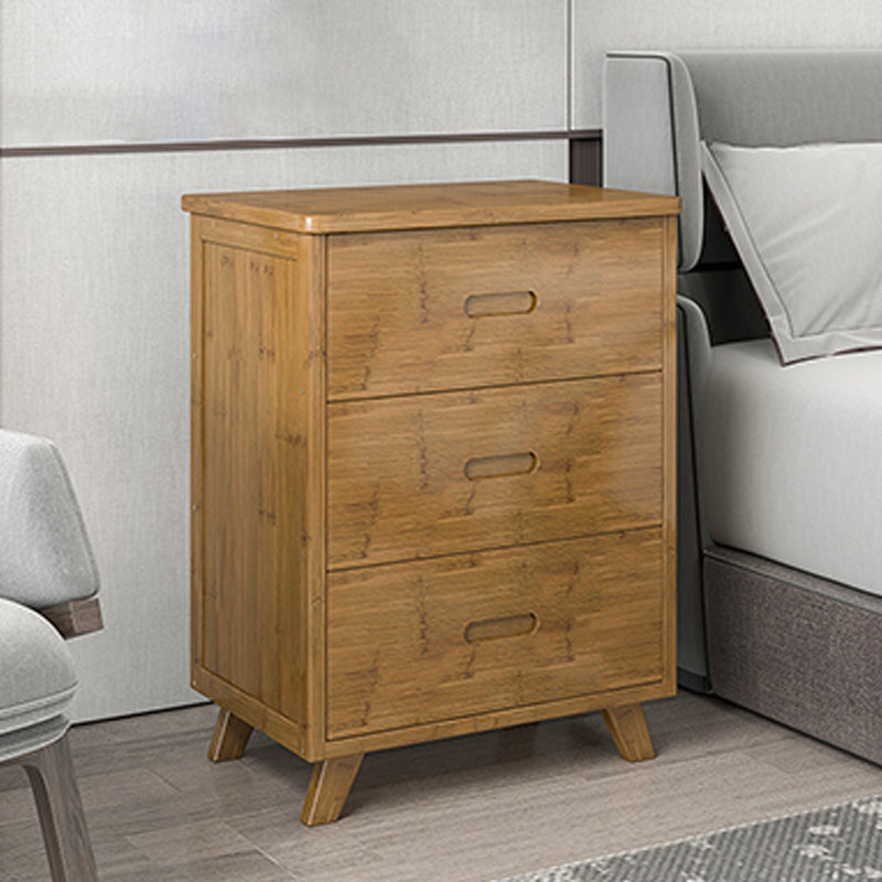 Modern Open Storage Night Table Solid Wood Brown Nightstand with Legs