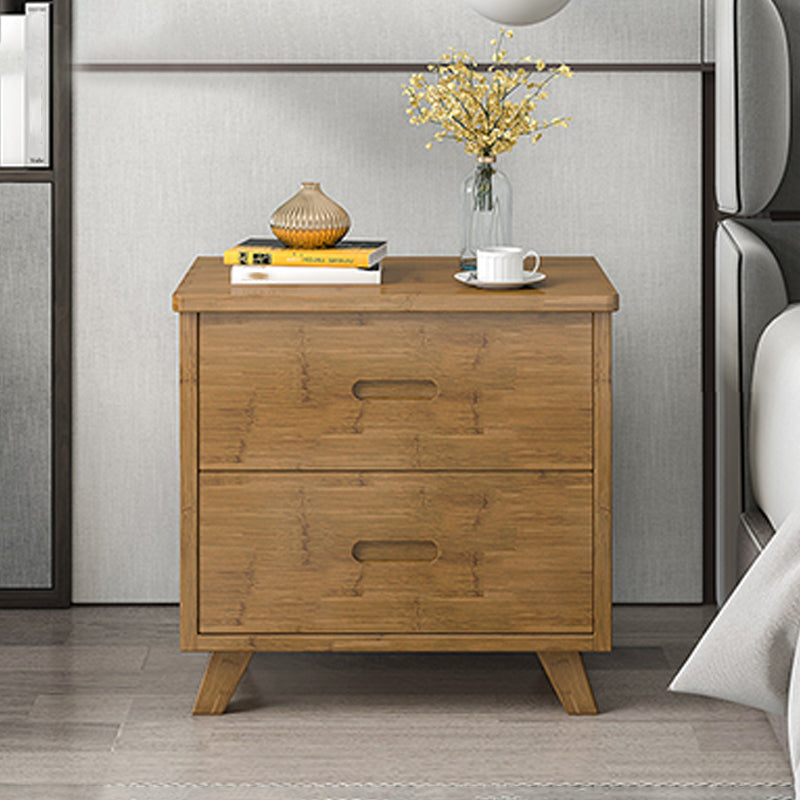 Modern Open Storage Night Table Solid Wood Brown Nightstand with Legs