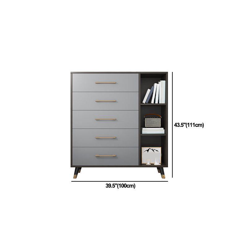 16" D Modern Storage Chest Grey Storage Chest Dresser with 3 / 4 / 5 Drawers