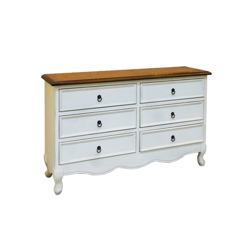 Retro Style Double Dresser Home Horizontal Storage Chest with 6 Drawers