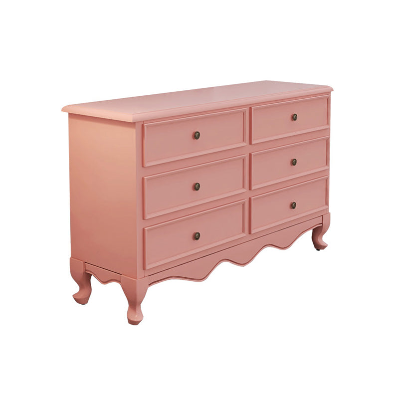 Retro Style Double Dresser Home Horizontal Storage Chest with 6 Drawers