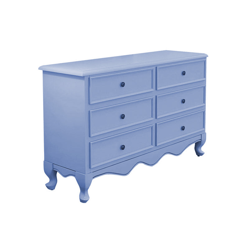 Retro Style Double Dresser Home Horizontal Storage Chest with 6 Drawers