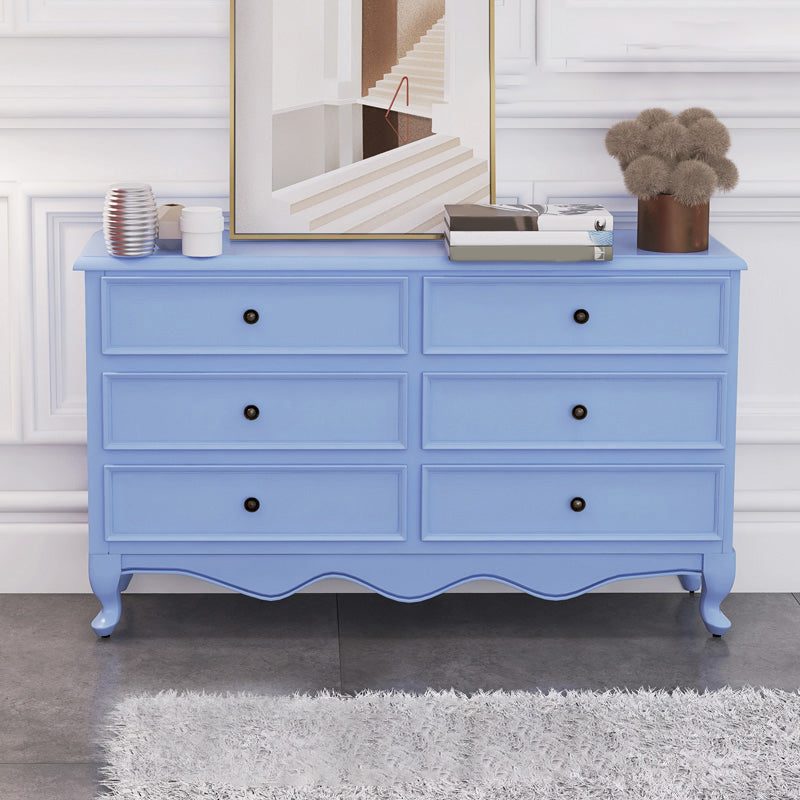 Retro Style Double Dresser Home Horizontal Storage Chest with 6 Drawers