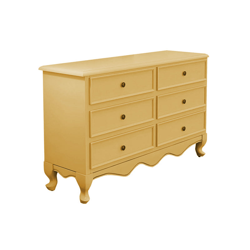 Retro Style Double Dresser Home Horizontal Storage Chest with 6 Drawers