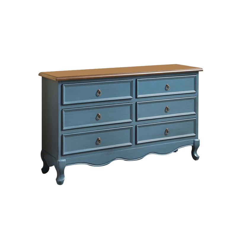 Retro Style Double Dresser Home Horizontal Storage Chest with 6 Drawers