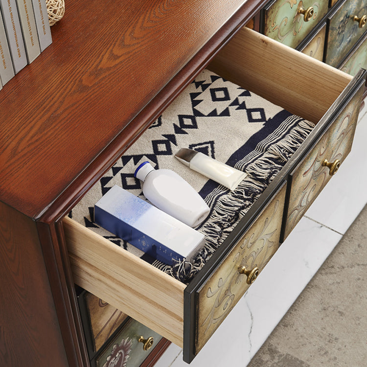 Traditional Storage Chest Dresser Bedroom Wooden Storage Chest in White and Brown