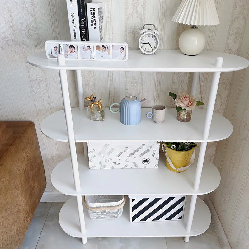 White Modern Bookcase Engineered Wood Multi Tiers Etagere Open Bookshelf for Home Office