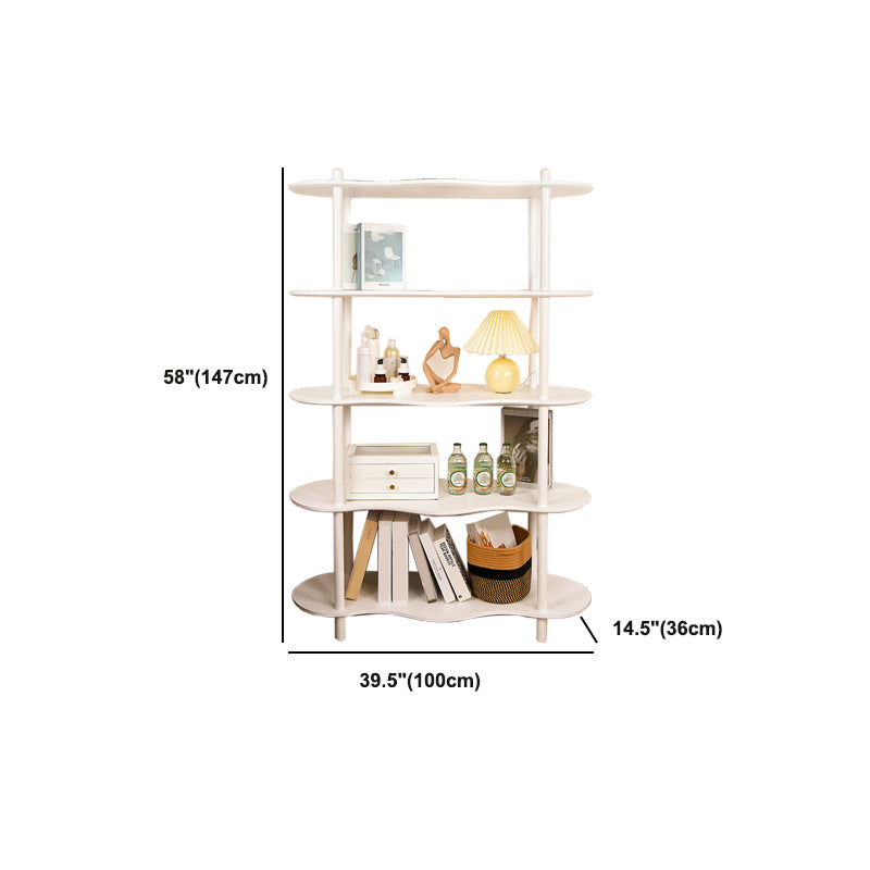 White Modern Bookcase Engineered Wood Multi Tiers Etagere Open Bookshelf for Home Office