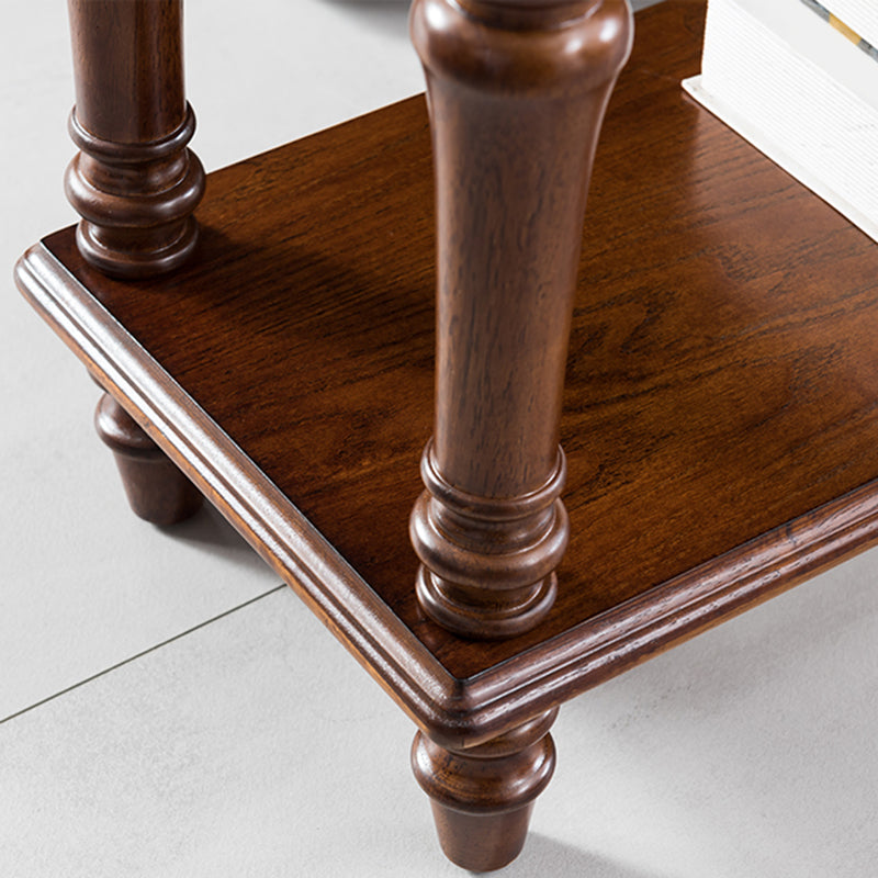 Mid-Century Modern Console Table with Rubbered Wood 4 Legs and 2 Drawers