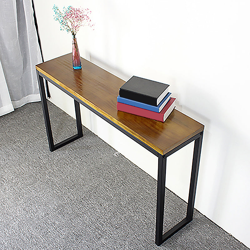 Mid-Century Sofa Table Modern Solid Wood Console Table with Sled Legs in Brown