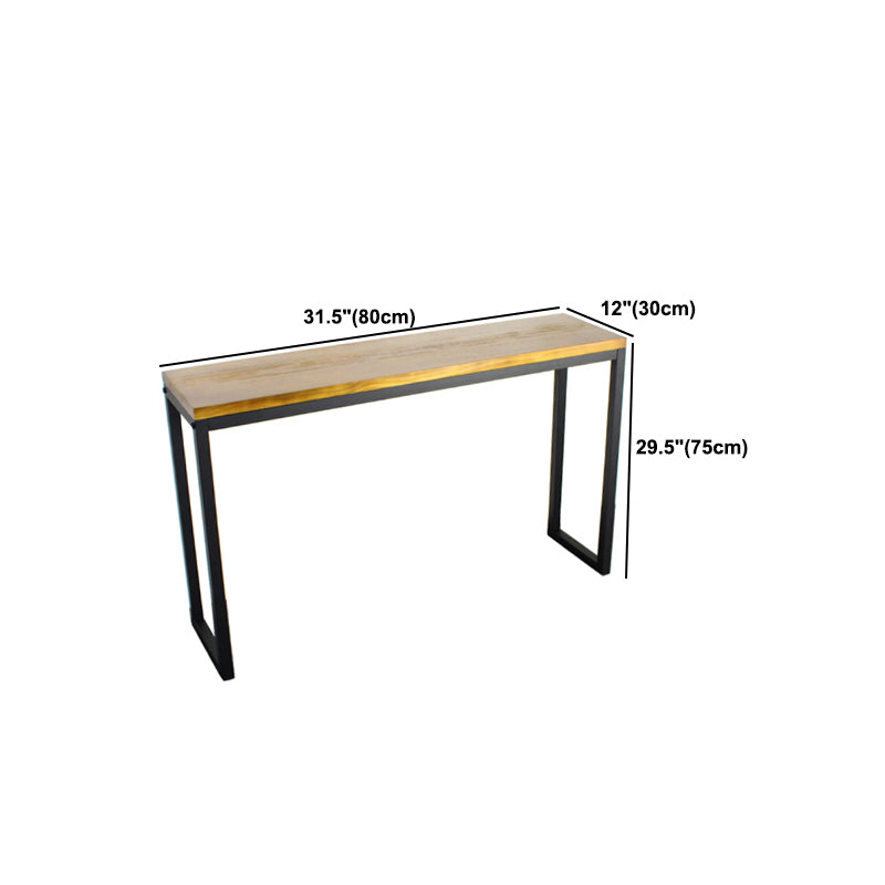 Mid-Century Sofa Table Modern Solid Wood Console Table with Sled Legs in Brown