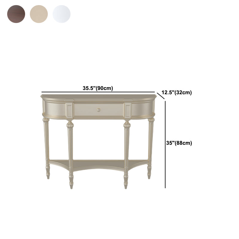 Mid-Century Modern Birch Console Table with 4 Legs and Shelf for Hall