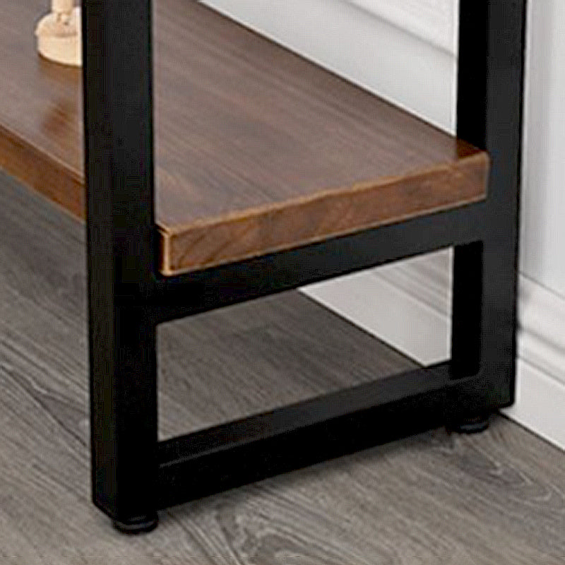 Storage Console Table Trestle Solid Wood Console Table in Brone  with Shelf