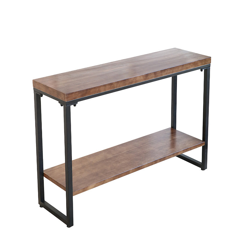 Storage Console Table Trestle Solid Wood Console Table in Brone  with Shelf