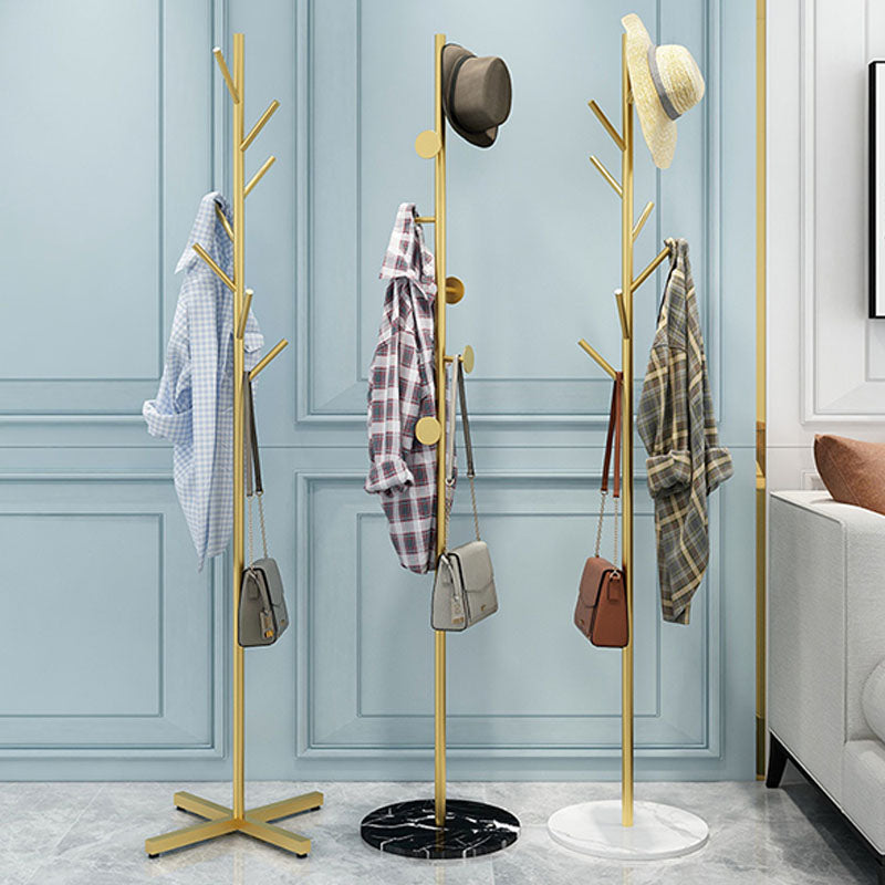 Modern Entry Hall Tree Metal Free Standing 7 Hooks Coat Rack