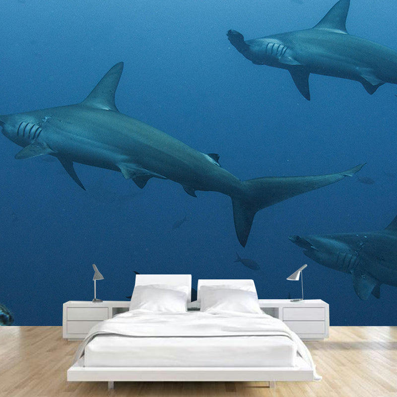 Attractive Wall Mural Shark Patterned Sitting Room Wall Mural