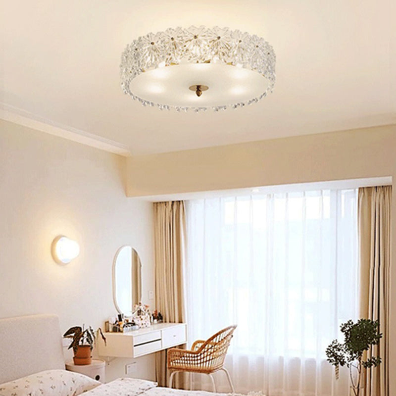 Modern Semi Flush Ceiling Lamp Multi Lights Ceiling Mount Light with Glass Shade