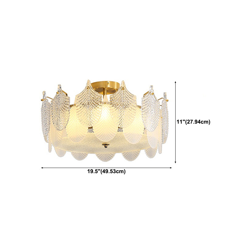 Modern Semi Flush Ceiling Lamp Multi Lights Ceiling Mount Light with Glass Shade