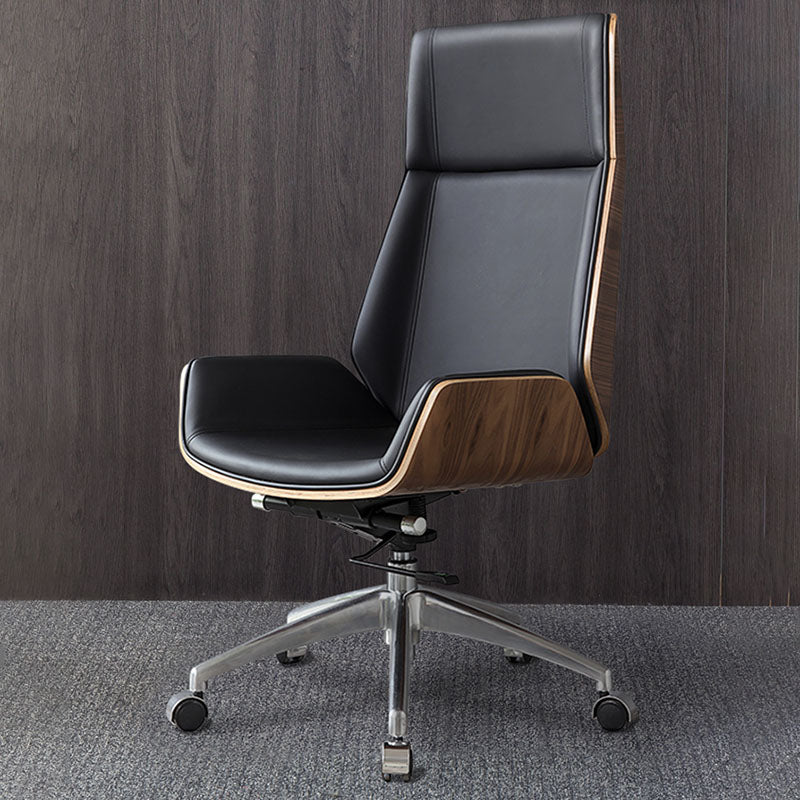 Contemporary Leather Executive Chair Swivel with Wheels Office Chair