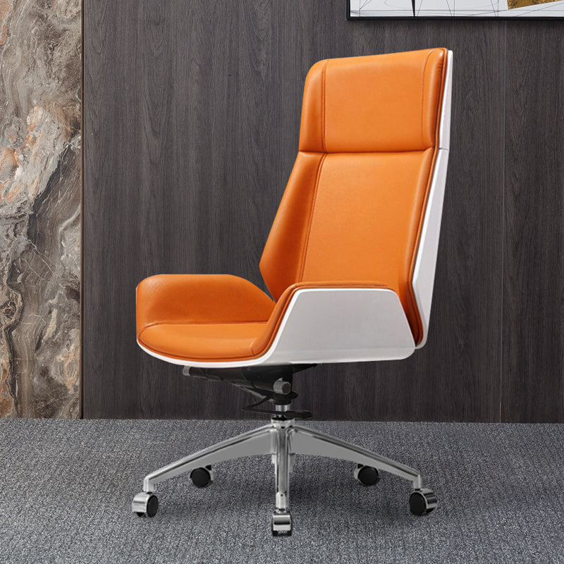 Contemporary Leather Executive Chair Swivel with Wheels Office Chair