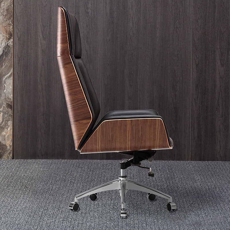 Contemporary Leather Executive Chair Swivel with Wheels Office Chair