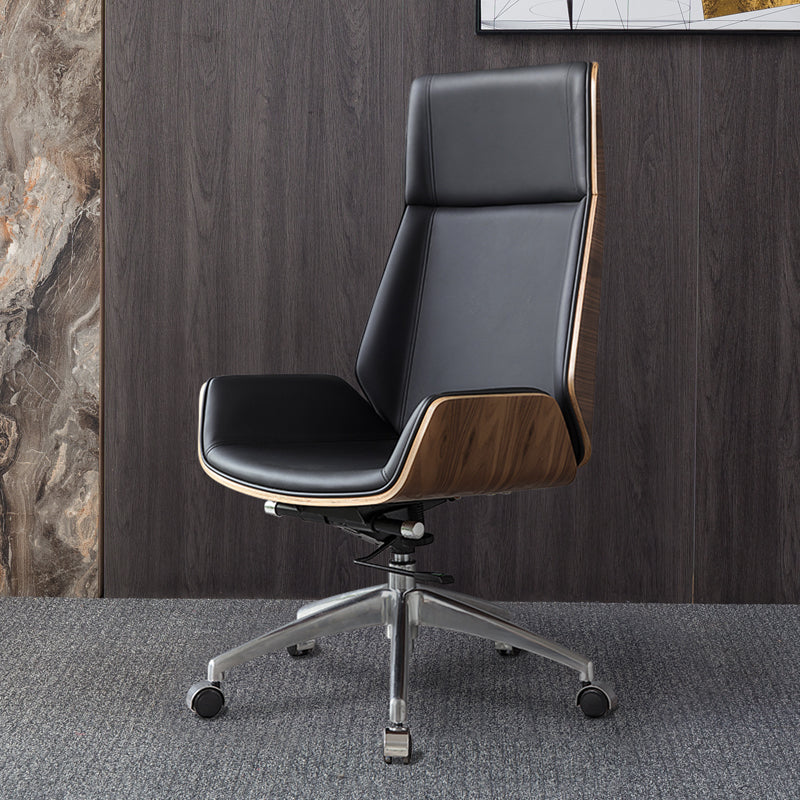 Contemporary Leather Executive Chair Swivel with Wheels Office Chair