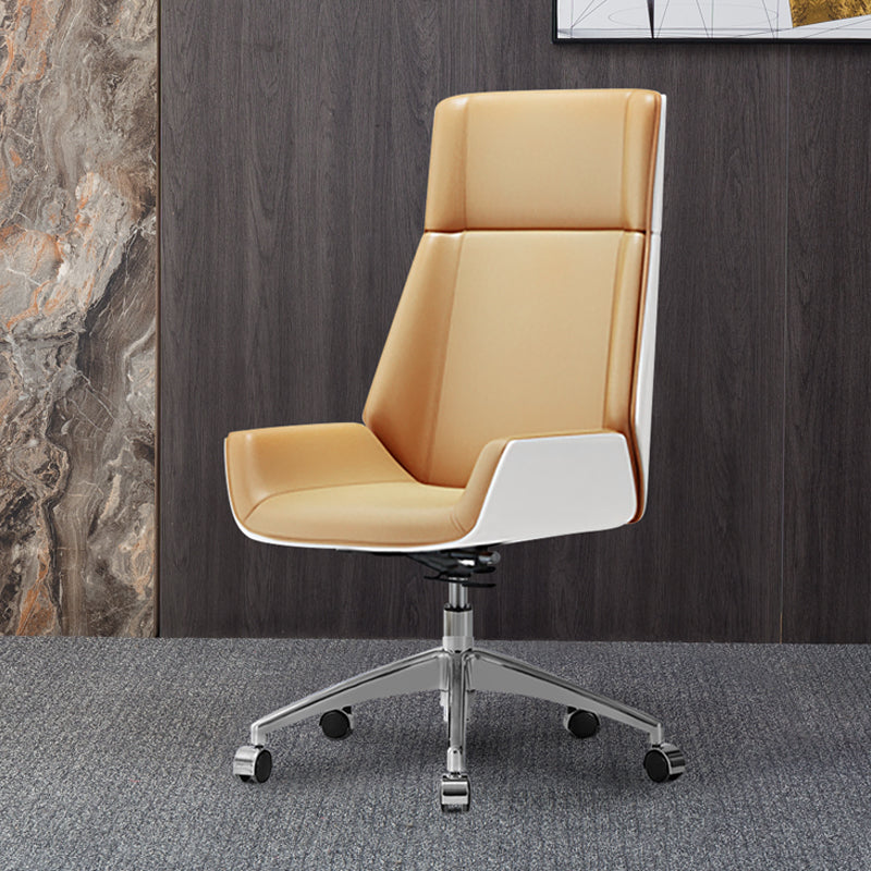 Contemporary Leather Executive Chair Swivel with Wheels Office Chair